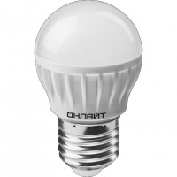 Лампа светодиодная LED 8вт E27 теплый матовый шар ОНЛАЙТ