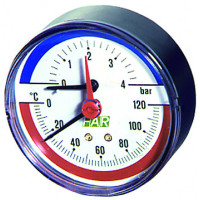 Термоманометр 0-4 бар, 0-120 °C, O 80 мм, торцевое соединение 1/2"